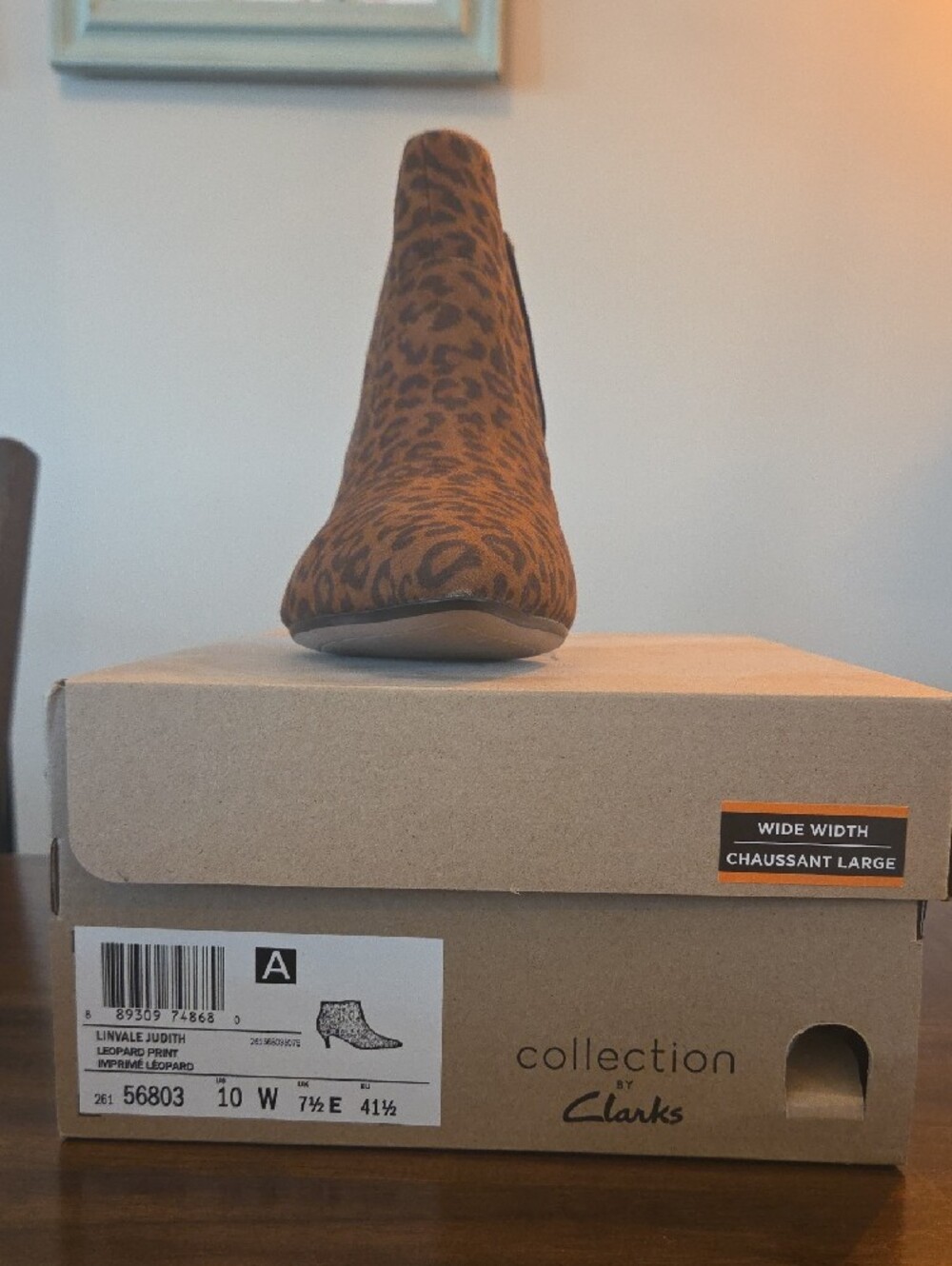 Clarks Women's Brown Leopard Suede Linvale Judith Ankle Boots - Picture 3 of 3